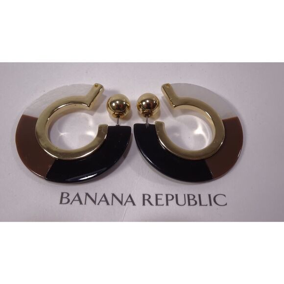 Banana Republic Women's Lucite RESIN Chunky Tortoise Hoop EARRINGS NWT 48 - Picture 4 of 4